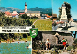 73304437 Wenigzell Ortsmotiv Mit Kirche Denkmal Brunnen Freibad Wappen Wenigzell - Other & Unclassified