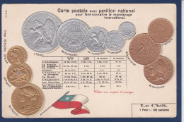 CPA Monnaie Numismatique Gaufrée Embossed Coin Non Circulée Chili - Monnaies (représentations)