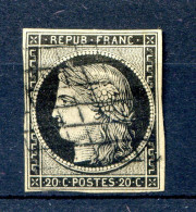 060524 TIMBRE FRANCE N°3    Filets Présents Mais Courts  Charnière Forte - 1849-1850 Ceres