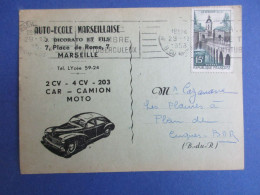 Carte Postale Convocation - Auto-Ecole Marseillaise - Marseille 1958 - Autres & Non Classés