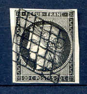 060524 TIMBRE FRANCE N°3    4 Marges  Signé TTB - 1849-1850 Ceres