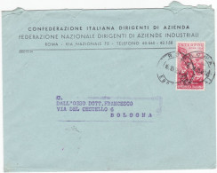 ITALIA  - REPUBBLICA - ROMA - BUSTA  - CONFEDERAZIONE ITALIANA DIRIGENTI DI AZIENDA - VG. PER BOLOGNA - 1954 - 1946-60: Marcofilia