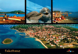 73303296 Pakostane Strand Delphine Fliegeraufnahme Pakostane - Kroatien
