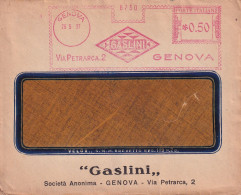 1937 BUSTA  Con Affrancatura Rossa  EMA   GASLINI Genova - Marcophilia