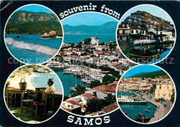 73302579 Samos Griechenland Kueste Brandung Cafe Hafen Panorama Meerblick  - Greece