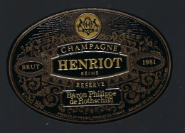 Etiquette Champagne Brut Millesime 1981 Réserve Baron Philippe De Rothschild  Henriot Reims Marne 51 - Champagne