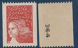 FRANCE ROULETTE ANNEE  2001 N° :  3418b  ROULETTE TYPE MARIANNE DU 14 JUILLET NUMERO NOIR AU VERSO 2001 - Rollen