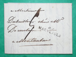 MARQUE 46 MARVEJOLS LOZERE POUR MONTAUBAN TARN ET GARONNE 37x9 1809 LETTRE COVER FRANCE - 1801-1848: Precursori XIX