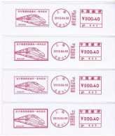 China Postage Stamp,The First Anniversary Of The Beijing Shanghai High Speed Railway，ATM Stamp，4 Pcs - Sobres