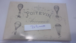 CDV XIX EME POITEVIN AERONAUTE LOUISE POITEVIN  PARIS MEUDON AEROSTAT AVIATION BALLON MONTGOLFIERE - Visitenkarten