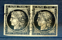 060524 TIMBRE FRANCE N°3    1 Paire Signé BRUN  TTTB - 1849-1850 Cérès