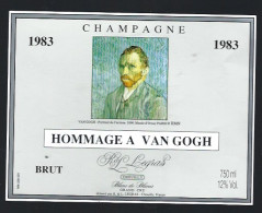 Etiquette Champagne Brut  Blanc De Blancs Grand Cru Millesime 1983 Hommage à Van Gogh R & L Legras Chouilly Marne 51 - Champagner