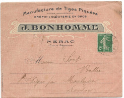 ENVELOPPE J. BONHOMME NERAC MANUFACTURE DE TIGES PIQUEES, CREPIN & CLOUTERIE EN GROS - Non Classificati