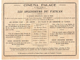 Nantes. Cinéma Palace. 8 Rue Scribe. Publicité Pour La Projection Du Film “Les Splendeurs Du Vatican”, Novembre 1926(?) - Publicités