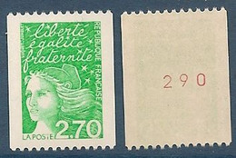 FRANCE 1997 TIMBRE 3100a ROULETTE AVEC NUMERO ROUGE AU VERSO MARIANNE DE LUQUET - Roulettes