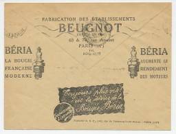 Postal Cheque Cover France 1935 Spark Plugs - Beria - Beugnot - Electricidad