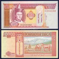 (!)  Mongolia- 20 Tugrik 2002  Horse UNC - Mongolei