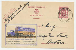 Publibel - Postal Stationery Belgium 1947 Moving Truck  - Camiones