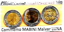 PHILIPPINES  10 PISO KM 288- 289 & 295 Commémorative  MABINI  MALVAR  LUNA   SUP - Filipinas