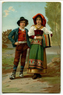 Pionnière Couleur * Couple Jeune Homme Femme En Costume Folklorique ALLEMAGNE Editeur Stengel à DRESDE - Koppels