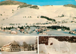 73300633 Bernau Schwarzwald Winterpanorama Gasthof Pension Roessle Pferdestatue  - Bernau