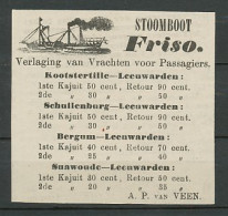 Advertentie 1870 Stoomboot O.a. Bergum - Leeuwarden - Storia Postale