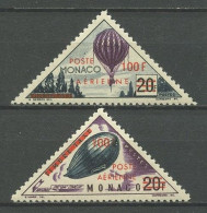 MONACO 1955 PA 61/62 ** Neufs MNH Luxe C 27 € Montgolfière Dirigeable Transport Timbre Taxe Surchargé Poste Aérienne - Poste Aérienne