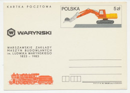 Postal Stationery Poland 1983 Excavator - Train - Other & Unclassified