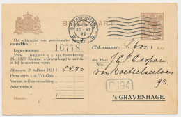 Briefkaart G. TEL122-Ia - Telephoondienst S-Gravenhage 1921 - Entiers Postaux