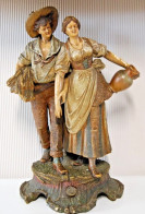 E1 Couple De Paysans En Plâtre Peint - Belle Pièce - Plaster