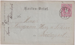 AUSTRO-HUNGARIAN EMPIRE >1890 POSTAL HISTORY > STATIONARY CARD FROM SCHLIERBACH TO BUDAPEST, HUNGARY - Lettres & Documents