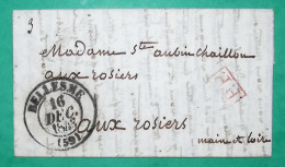 CAD TYPE 13 BELLESME BELLEME ORNE PP PORT PAYE POUR LES ROSIERS MAINE ET LOIRE 1843 LETTRE COVER FRANCE - 1801-1848: Voorlopers XIX