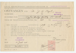 Hoofddorp Haarlemmermeer 1925 - Kwitantie Rijkstelefoon - Zonder Classificatie