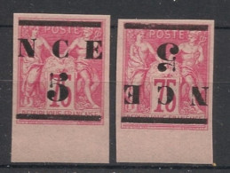 NOUVELLE-CALEDONIE - 1883 - N°YT. 7 + 7a - Type Sage 5 Sur 75c Rose - Bord De Feuille - Neuf Luxe ** / MNH - Unused Stamps