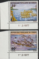 THEMATIQUE  FOLKLORE:  COURSES DE PIROGUIERS. SUJETS DIVERS   2v COIN DATE   -   CONGO - Altri & Non Classificati