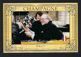 Etiquette Champagne Brut Cuvée Nationale "FN" Le Pen J Robert à Monthelon Marne 51 En Voiture Ancienne  Chien - Champan