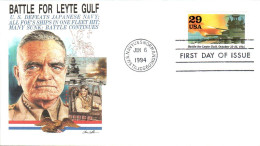 USA ETATS UNIS FDC 1994 BATAILLE DU GOLFE DE LEYTE - Militares