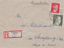 1943--Lettre Recommandée STRASBOURG-Els 3  Pour STRASBOURG..timbres Deutsches Reich--cachet  23-02-43 - 1921-1960: Modern Period