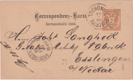 AUSTRO-HUNGARIAN EMPIRE > 1890 POSTAL HISTORY > STATIONARY CARD FROM TOCHOWITZ ,CZECOSLOVAKIA) TO ESSLINGEN - Brieven En Documenten