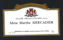 Etiquette Champagne Cuvée Pour Marthe Mercadier Pierre Mignon Le Breuil Marne 51 - Champagner