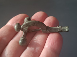 Roman Bronze Onion Button-crossbow Fibula - Archeologie