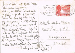 55015. Postal LAUSANNE Gare (Suisse) 1956. Flamme Envoi De Pâques. Mapa De Suiza - Lettres & Documents