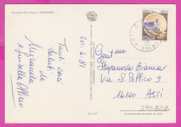 293838 / Italy - Riviera Dei Fiori - SANREMO Coat Of Arms City PC 1981 Asti USED - 150 L Castello Di Miramare Trieste - 1981-90: Storia Postale