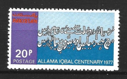 PAKISTAN. N°430 De 1977. Poète Iqbal. - Schrijvers