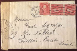 Etats-Unis, Divers Sur Enveloppe De New-York 6.12.1918 Pour La France + Censure - (B2735) - Poststempel