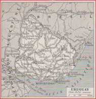 Carte De L'Uruguay. Carte Avec Chemin De Fer. Larousse 1948. - Historische Documenten