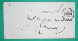 CAD TYPE 15 TROYES AUBE CORRESPONDANCE LOCALE TRIBUNAL DE COMMERCE 1852 LETTRE COVER FRANCE - 1849-1876: Période Classique