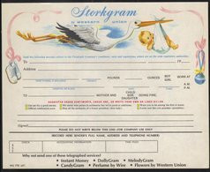 CIGOGNE - NAISSANCE - CHAUSSURES - JOUETS  ETC / 1967 USA TELEGRAMME DE LUXE ILLUSTRE (ref WU14) - Unclassified