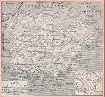 Carte Du Département Du Var (83), Préfecture, Sous Préfecture, Chef Lieu , Commune ... Chemin De Fer. Larousse 1948. - Historical Documents