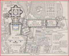 Plan Du Vatican. Italie. Religion. Larousse 1948. - Historische Documenten